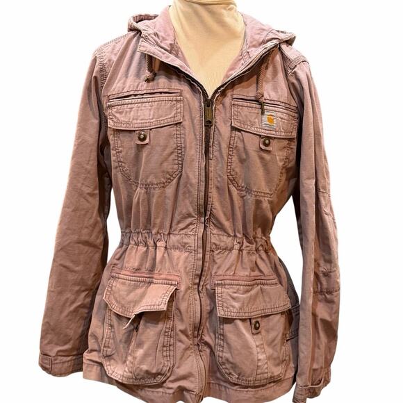 Carhartt Pink Hooded El Paso Utility Jacket Zip With Conch Waist Women’s Small - Picture 2 of 10